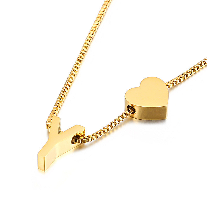 Wholesale Peach Heart 26 Letters Gold Plated Necklaces